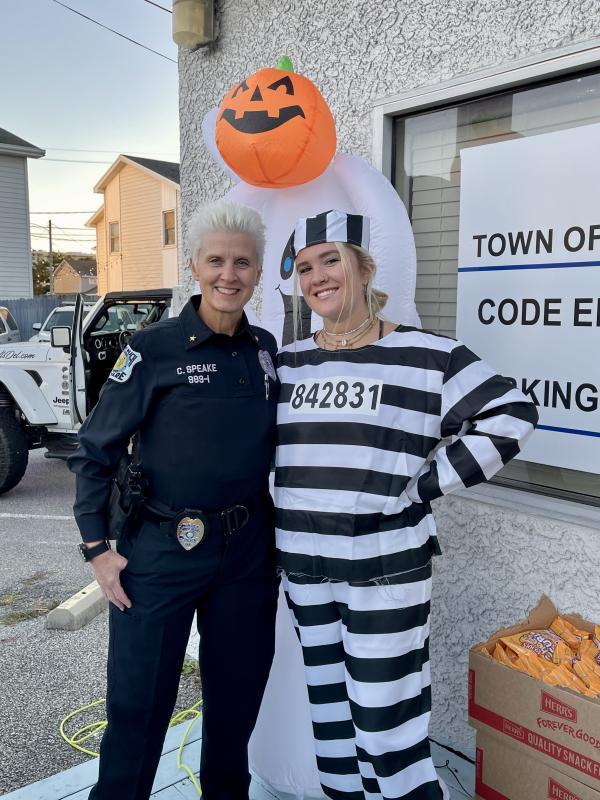 That’s no costume for Dewey Beach Police Chief Constance Speake, left, with her daughter Sabrina Speake, prisoner 842831. SUBMITTED PHOTO